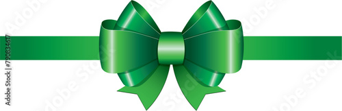 Green ribbon bow vector illustration isolated on white background. classic modern diseign