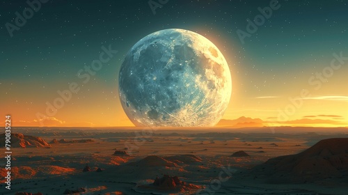 Giant Moon Over Desert  generative ai