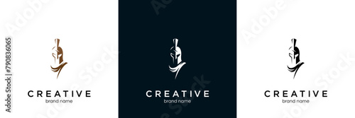 Spartan logo design template elements, spartan helmet symbol - Vector