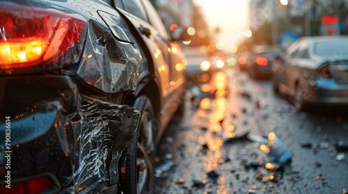 Rainy Day Collision: Two Vehicles Collide Amidst Heavy Rain, Exposing Extensive Damage