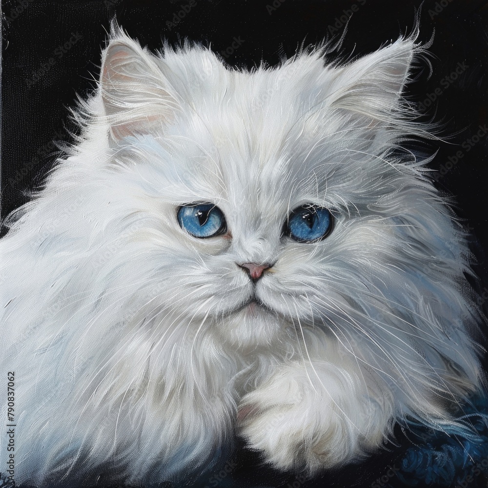 White Persian cat with blue eyes 