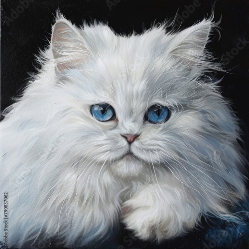 White Persian cat with blue eyes 