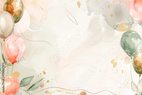 A watercolor background with a cream, pink, and green color scheme. There are also some gold accents and a few leaves and flowers.