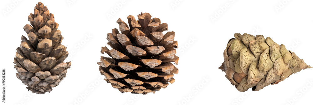 set of cypress cones, varied sizes and textures, isolated on transparent backgroun set of cypress cones, varied sizes and textures, isolated on transparent backgroun