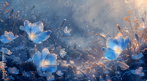 Twilight Frost: A Watercolor Symphony of Ice, Butterflies, and Dragons