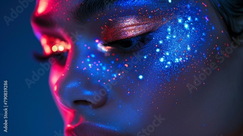 Neon Enchantment  Woman with Glow-in-the-Dark Makeup  generative ai