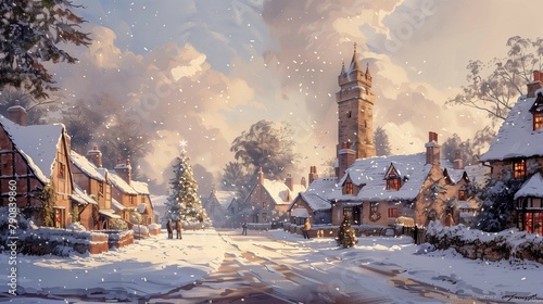 Cozy Winter Wonderland Village  generative ai