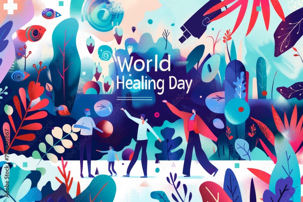illustration with text to commemorate World Healing day illustration with text to commemorate World Healing day
