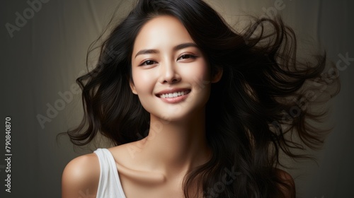 Beautiful Asian Girl Looking towards camera and smiling