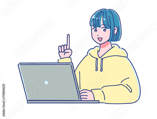 パーカーを着た女の子の表情セット