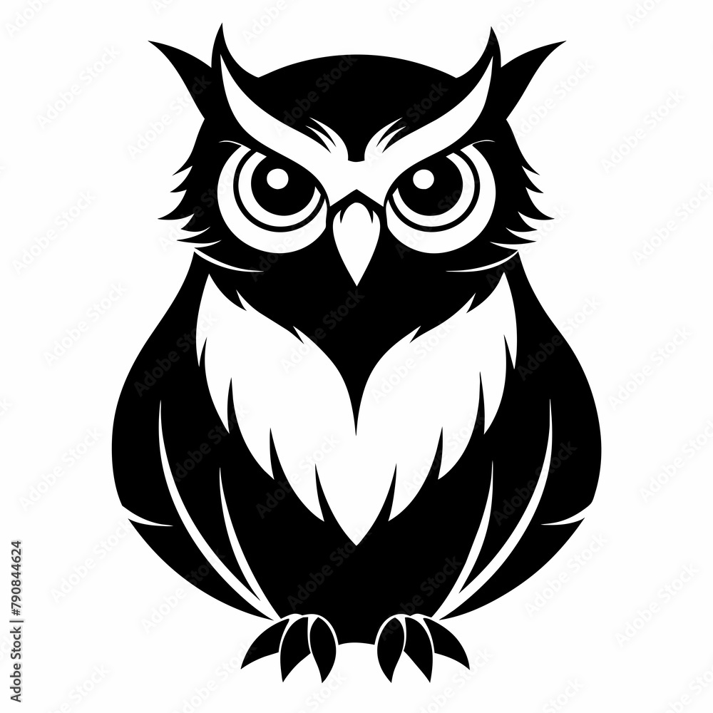 Owl vector silhouette. Owl vector illustration isolated white background Owl vector silhouette. Owl vector illustration isolated white background