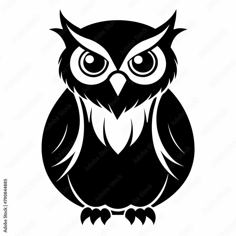 Fototapeta premium Owl vector silhouette. Owl vector illustration isolated white background