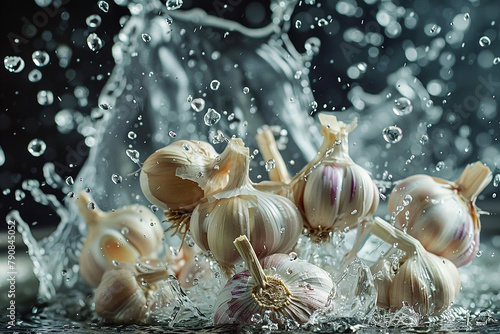 splash of garlic in water generated.Ai