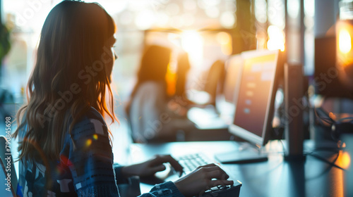 A network security training session where participants use specialized software to monitor and defend against virtual security threats. , natural light, soft shadows, with copy spa photo