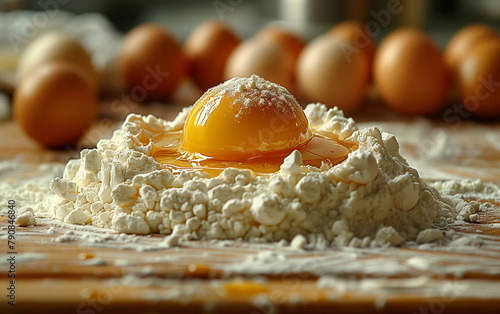 egg yolk in a flour