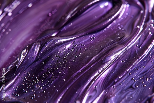 Purple Wave Design. Close-up of Nail Polish Texture with Purple Enamel Waves for Cosmetic or Make-up Macro Background