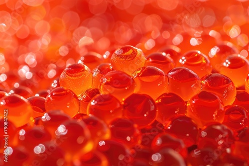 Red Tobiko Flying Fish Roe on Closeup Background. Delightful Ball of Delicious Caviar Delicacy
