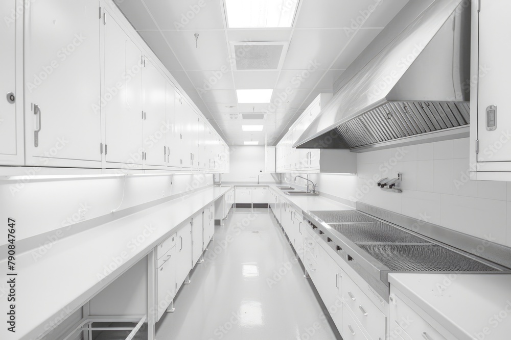 Science Classroom Interior with Fume Hoods for Protection from Toxic Gases in University Lab