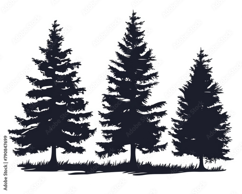 Three Pine Trees Silhouette for Nature-Themed Posters, Banners, Signs and Graphic Designs - Visit Parks, Travel Safe and Stay Eco-Friendly