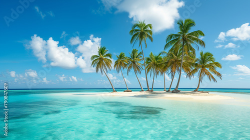 Island with palms in the turquoise sea  © Jenny Sturm