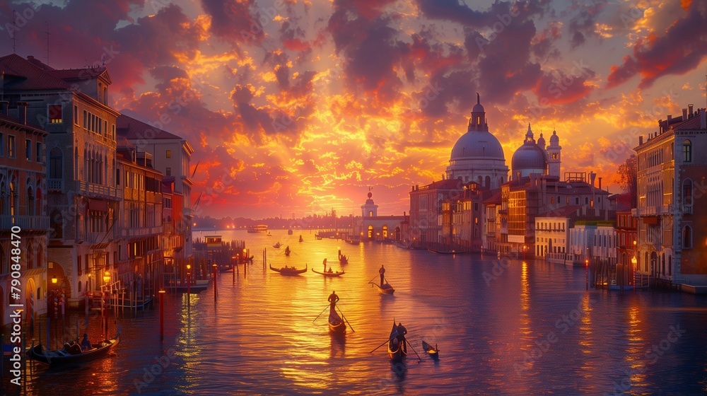 Tranquil Waters of Venice at Twilight, generative ai