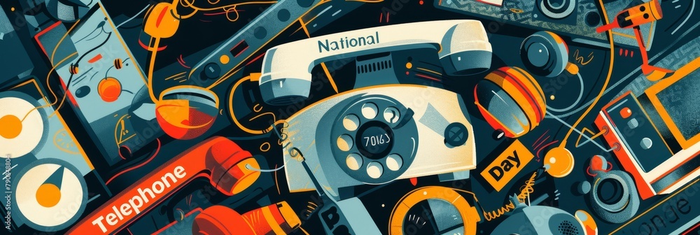 illustration with text to commemorate National Telephone Day