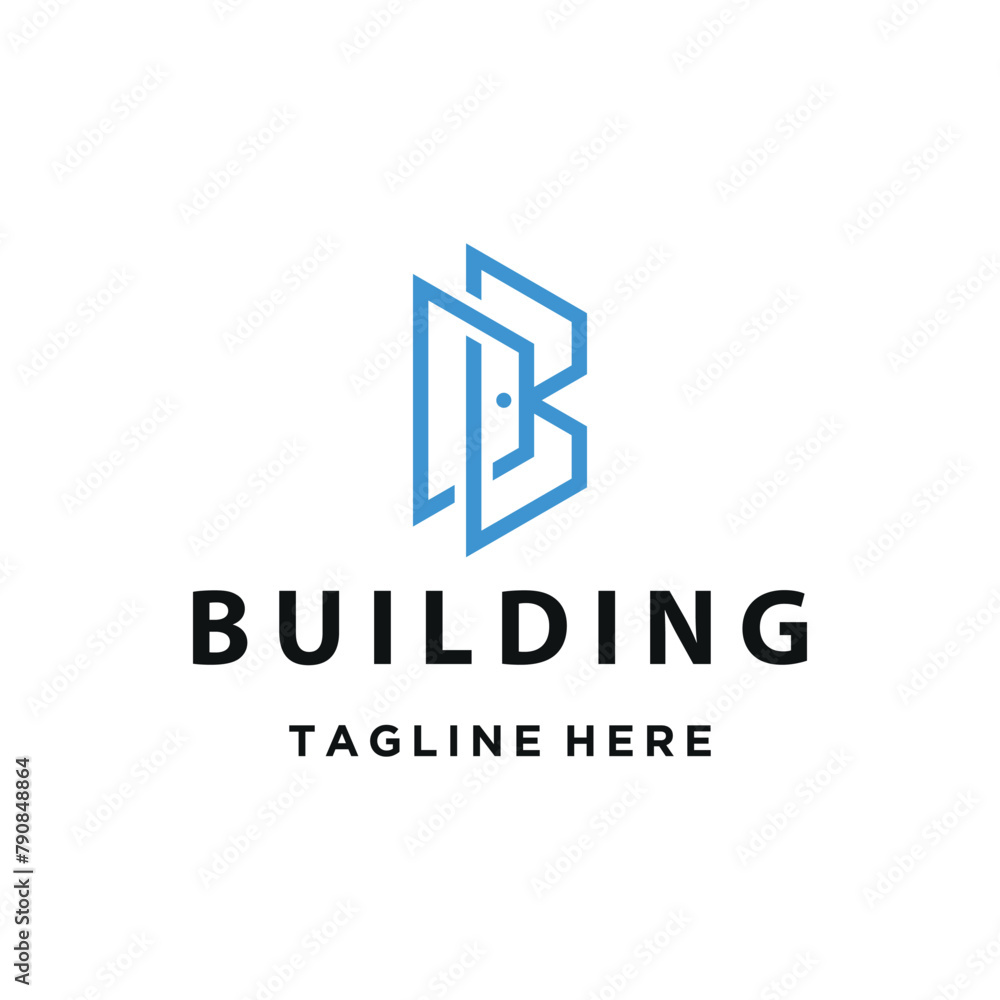 Initial Letter B with Glass Window For Real Estate Architecture Building Property Logo Design Initial Letter B with Glass Window For Real Estate Architecture Building Property Logo Design