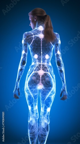3d rendered illustration of a body ,The nervous system of a woman's body photo