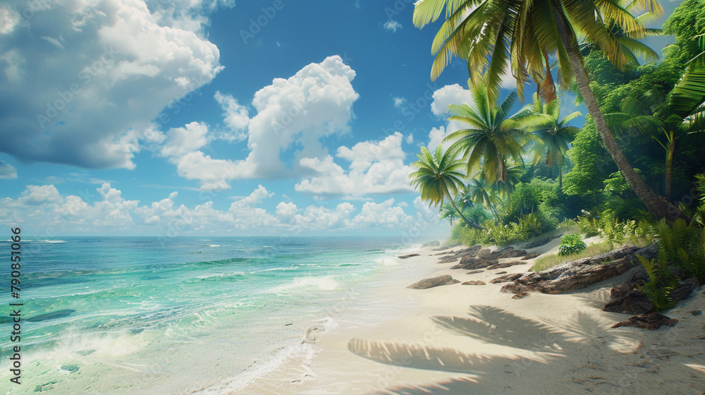 Rest at the seaside. Tropical beach, sea, palm trees, sand. Rest at the seaside. Tropical beach, sea, palm trees, sand.