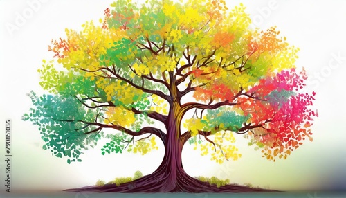 Colorful Trees Images ,Elegant colorful tree with vibrant leaves hanging  illustration © Zaheer