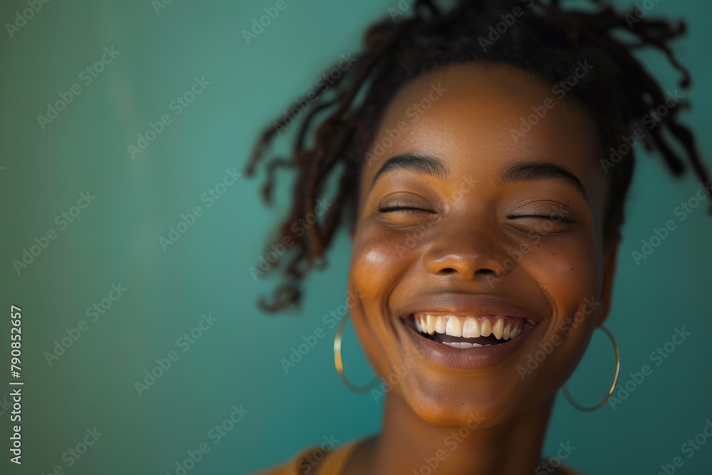 Joyful Laughter Studio Portrait with Green Background
Joyful Laughter Studio Portrait with Green Background