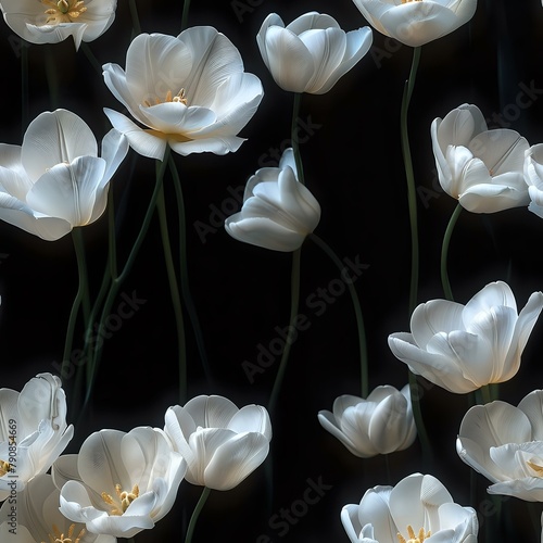 Stylish White Tulips on Black