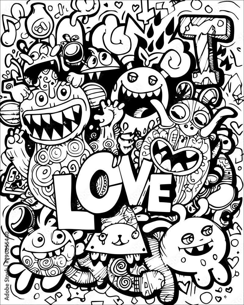 Naklejka premium Love Among Monsters