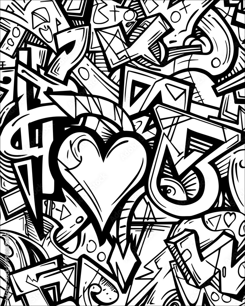 Heart Surrounded by Graffiti