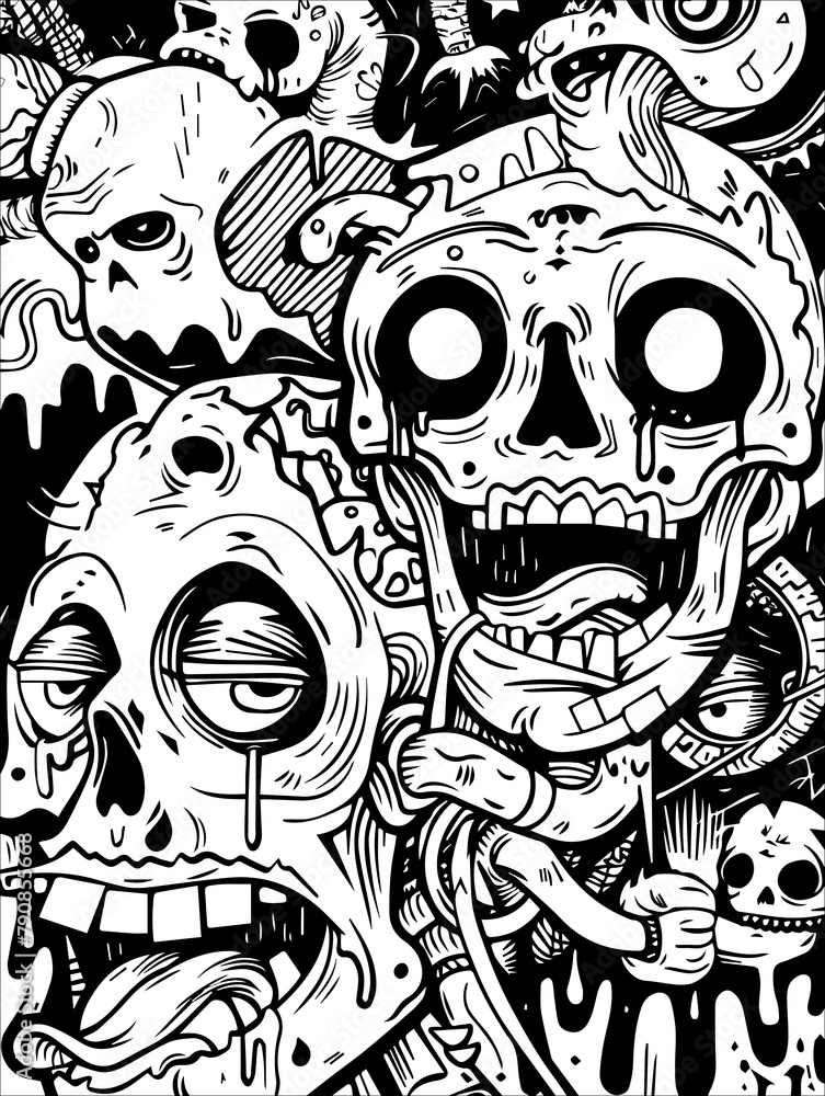 Group of Skulls in Black and White Group of Skulls in Black and White