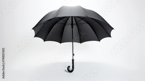 Black umbrella on a white background. AI generated. photo