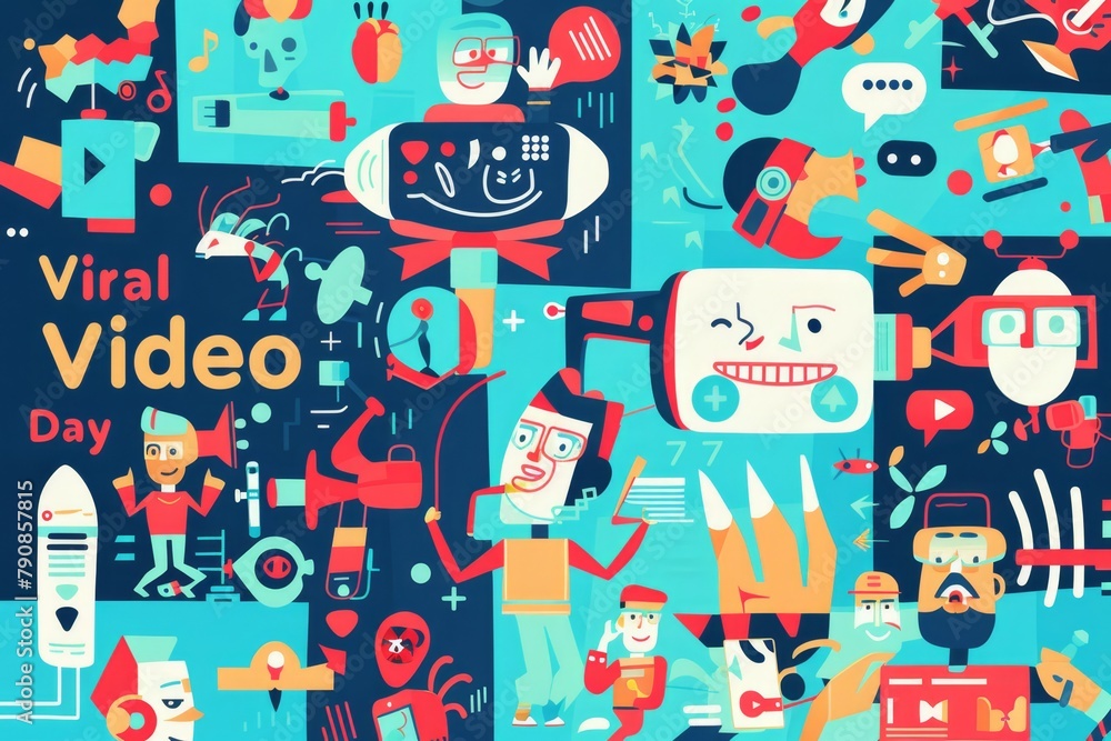 Fototapeta premium illustration with text to commemorate Viral Video Day