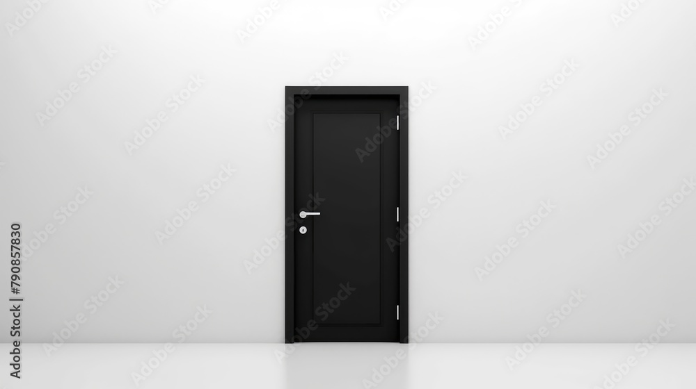 Black simple door on a white background. AI generated. Black simple door on a white background. AI generated.