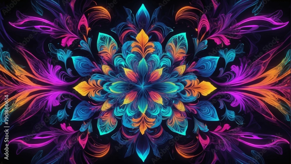 Enchanting beauty, Neon colors create a mesmerizing pattern in this abstract background.
