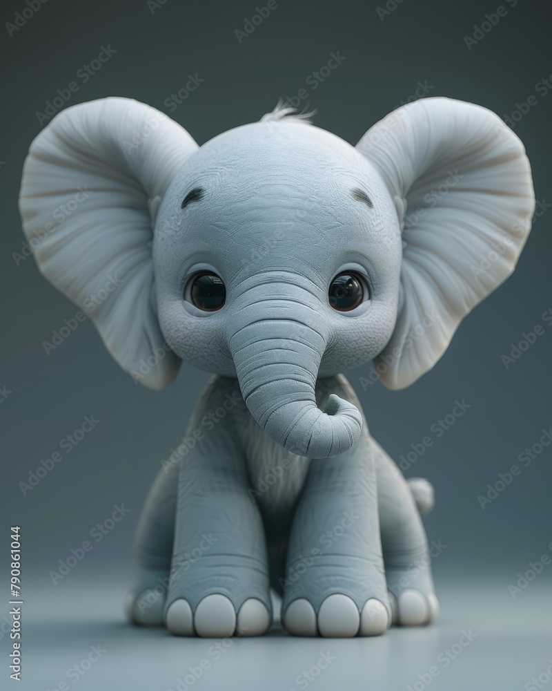 A baby elephant with a big ear and a cute face. The elephant is sitting on a floor A baby elephant with a big ear and a cute face. The elephant is sitting on a floor