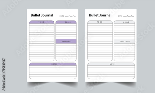 Bullet Journal Planner Printable template design.