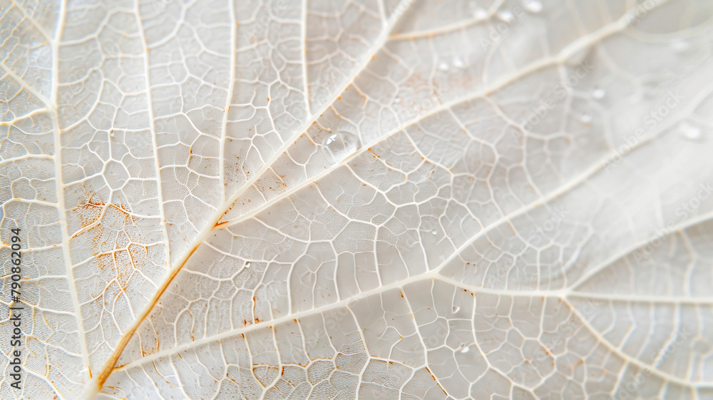 Naklejka premium Leaf structure, leaf background with veins and cells, light pastel colors. Macro.