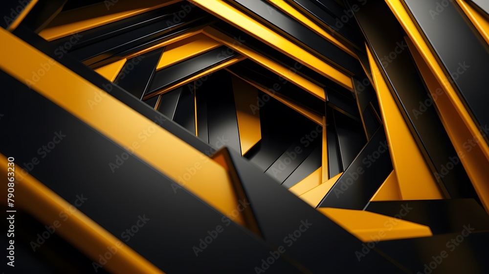 3d rendering of yellow and black abstract geometric background. Scene for advertising, technology, showcase, banner, game, sport, cosmetic, business, metaverse. Sci-Fi Illustration. Product display 3d rendering of yellow and black abstract geometric background. Scene for advertising, technology, showcase, banner, game, sport, cosmetic, business, metaverse. Sci-Fi Illustration. Product display