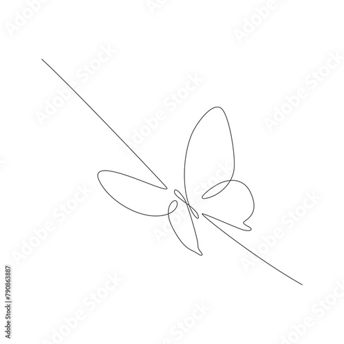 butterfly continuous line design. poem element continuous line illustration. vector lineart. monoline asset.