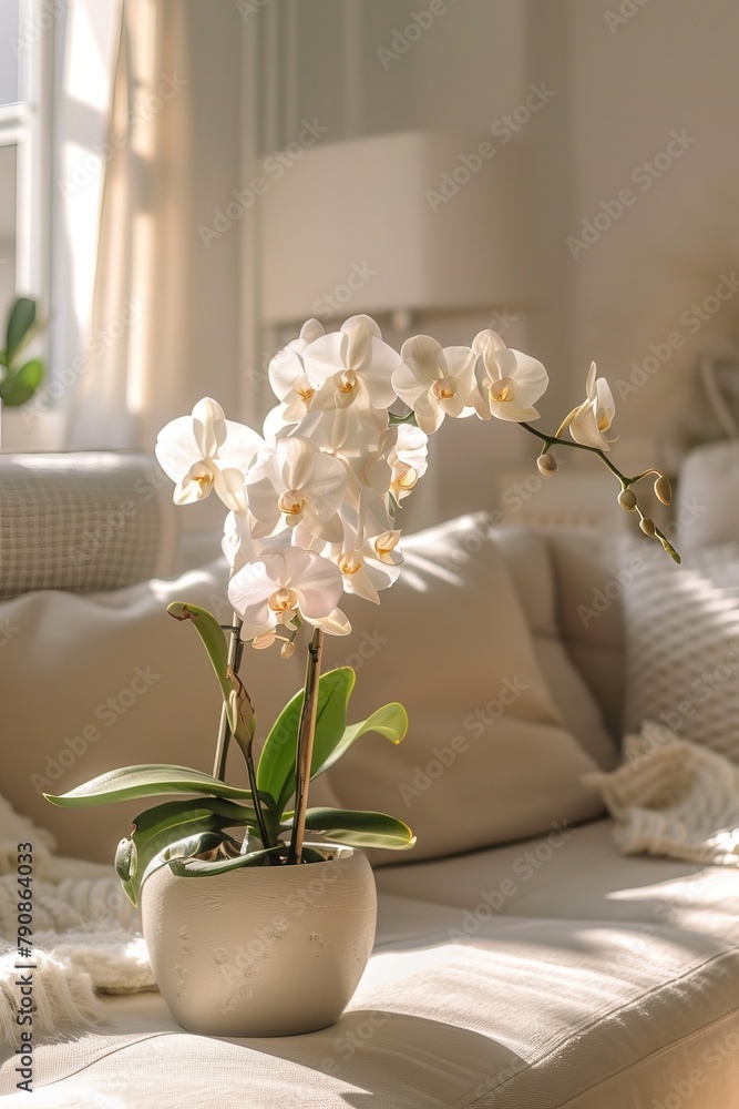flower ina living room , bright sunlight through the window, pale colors, flower ina living room , bright sunlight through the window, pale colors,