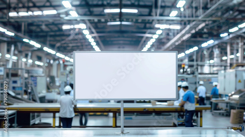 Empty board for product advertisement in the factory. photo