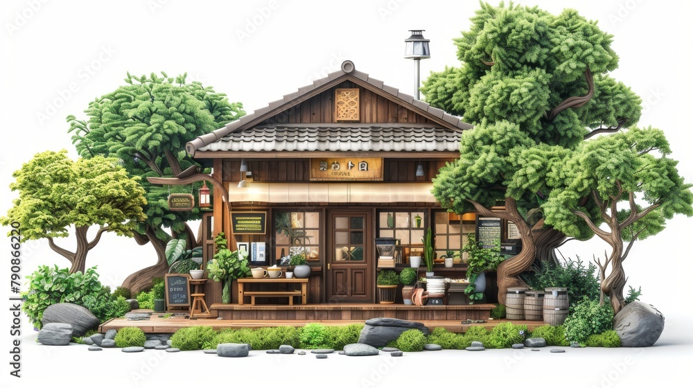 A small wooden house with a sign that says A small wooden house with a sign that says