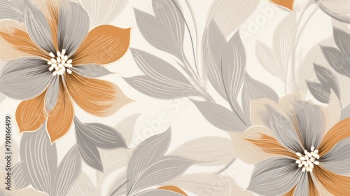 a floral in gray  grey and brown illustration rustic