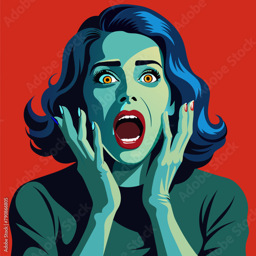 Wallpaper Mural scared-pop-art-woman-with-his-mouth-open-and-hands  Torontodigital.ca