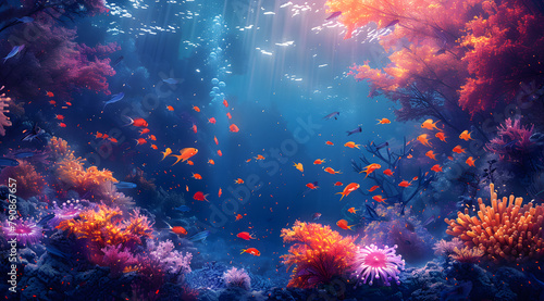 Underwater Reverie: Glowing Coral, Mythical Beings, and Finned Wonders Dance © Thien Vu